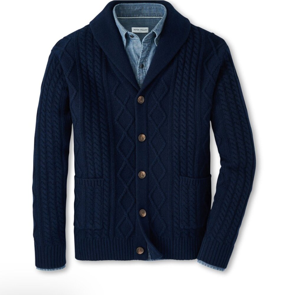 Peter Millar Fisherman's Cable Shawl Collar Cardigan